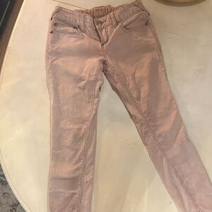 Free People Slim Fit Pink-Tan Low Rise Skinny Corduroy Pants